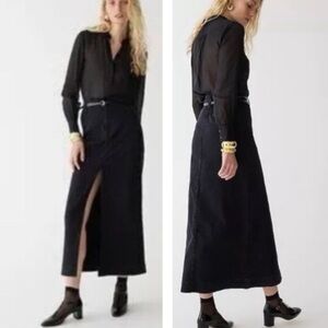 J. Crew Denim Maxi Skirt In Washed Black Size 28